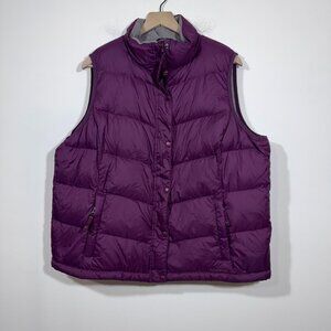 L.L. Bean Goose Down Quilted Puffer Vest Jacket Womens 1X Burgundy